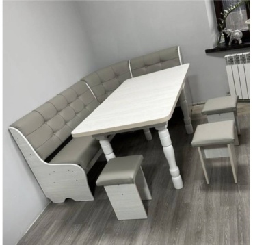 Кухонный уголок Кухонный уголок 88130200 3стулья 88x200x130 см, белый, серый