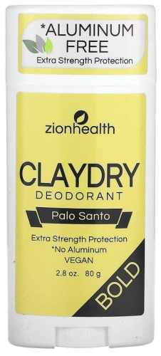 Zion Health Claydry, дезодорант, жирный, пало-санто, 80 г (2,8 унции) дезодорант для женщин 80 г