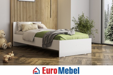 Кровать подростковая Euromebel Денвер, 00063473, 90x200 см, белый