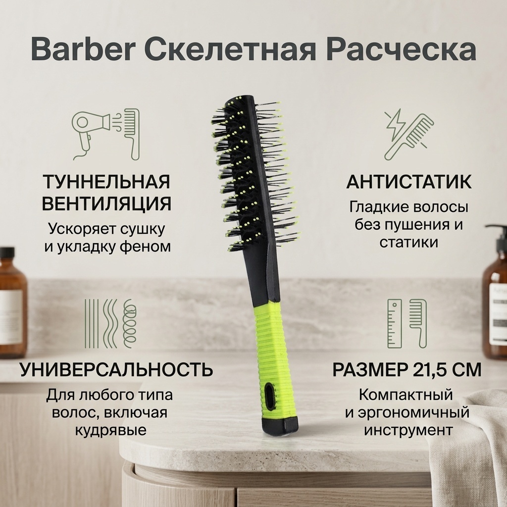 Barber скелетная расческа 21,5см