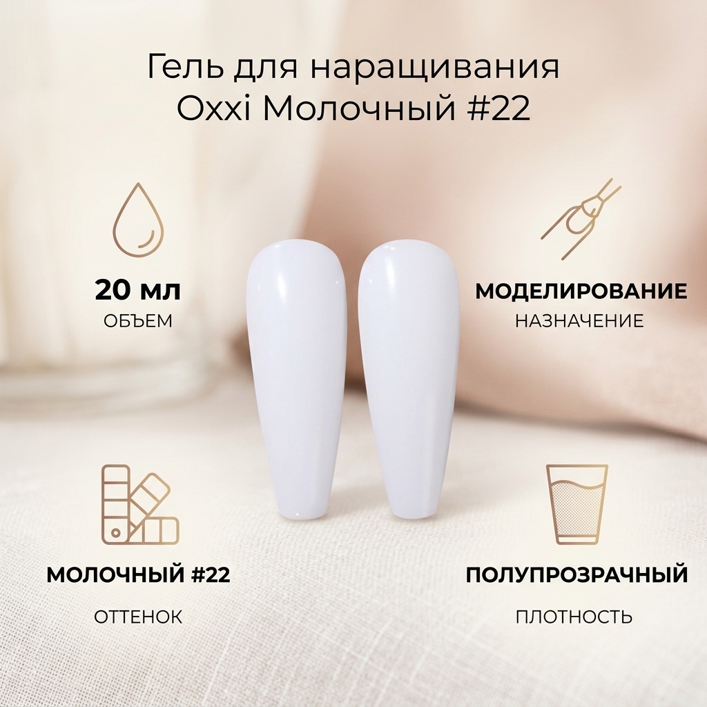 Oxxi гель Oxxi 20 ml Молочный #22 20 мл