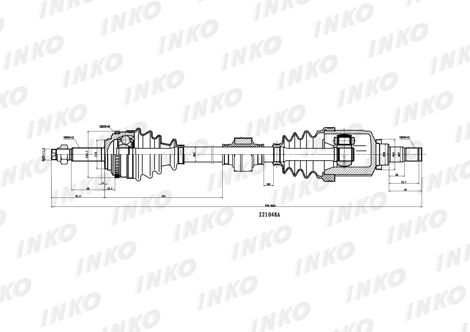 INKO привод колеса в сборе 221048A