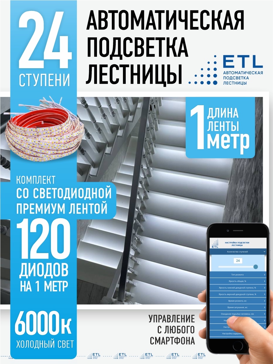 Светодиодная лента ETL белый 24 м