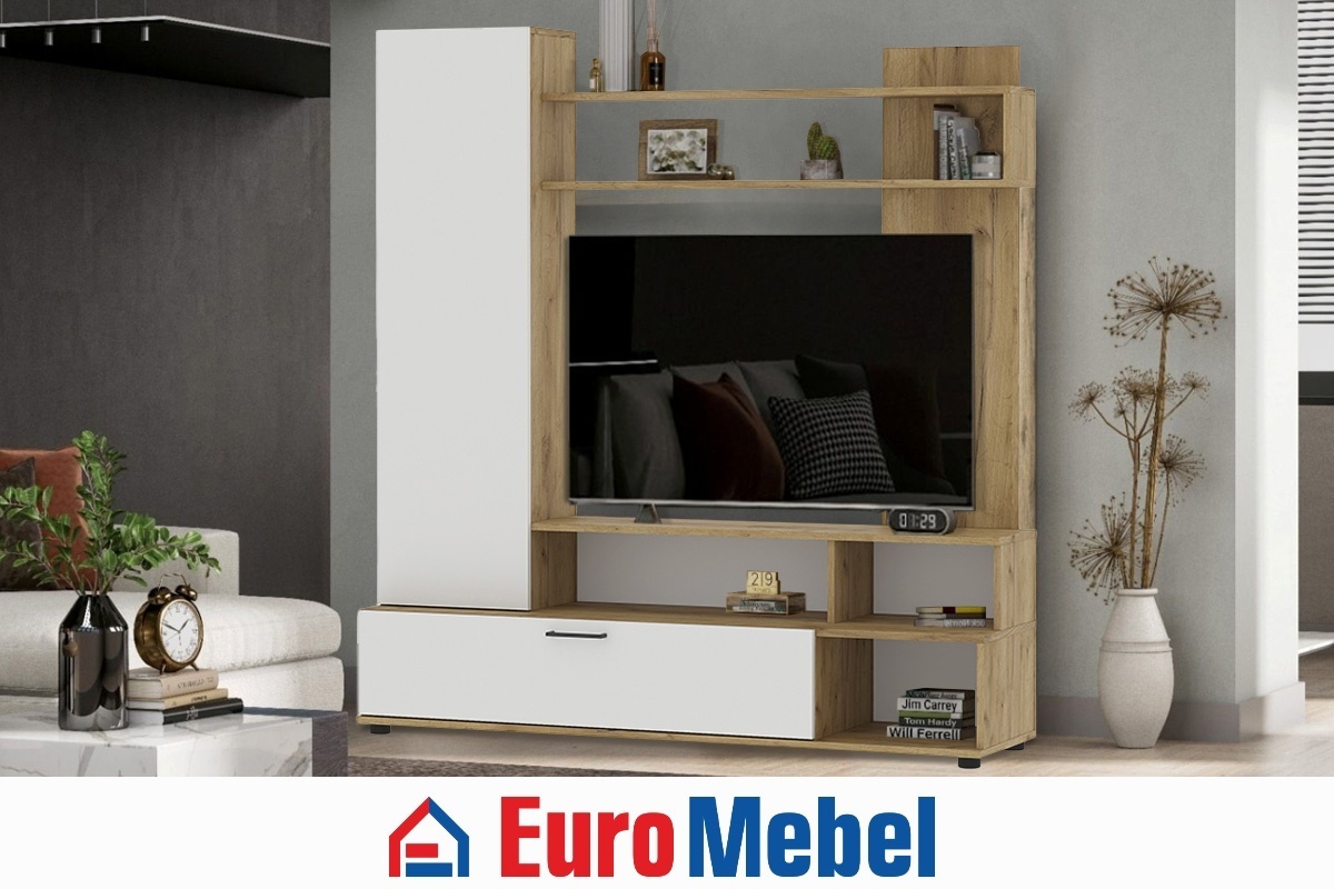 Стенка Euromebel МГС 9, 00062080 153.5х150х38 см, белый, светло-коричневый