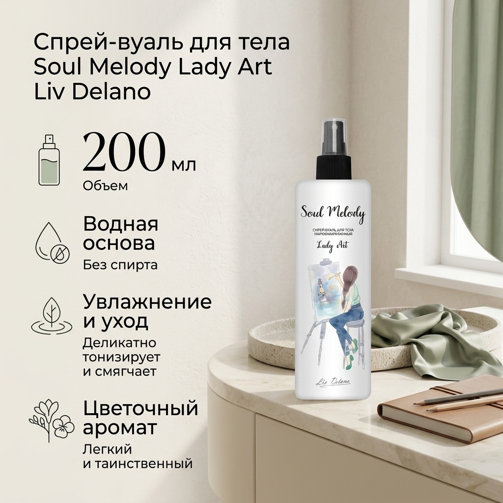 Liv Delano Soul Melody Lady Art парфюмированный спрей 200 мл, для женщин