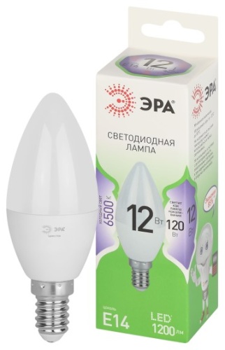 ЭРА 12W E14, светодиодная, холодный белый