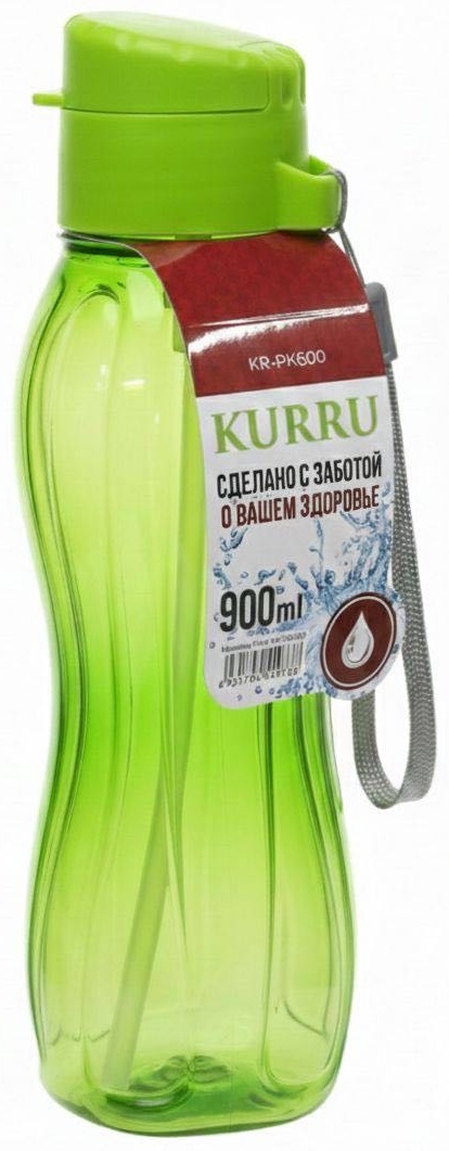 Бутылка 0.9 л зеленый, флип-топ, полипропилен
