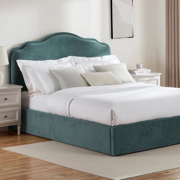 Кровать SM Company Velvet двуспальная, 200x200 см (с матрасом, без подъёмного механизма) зеленый