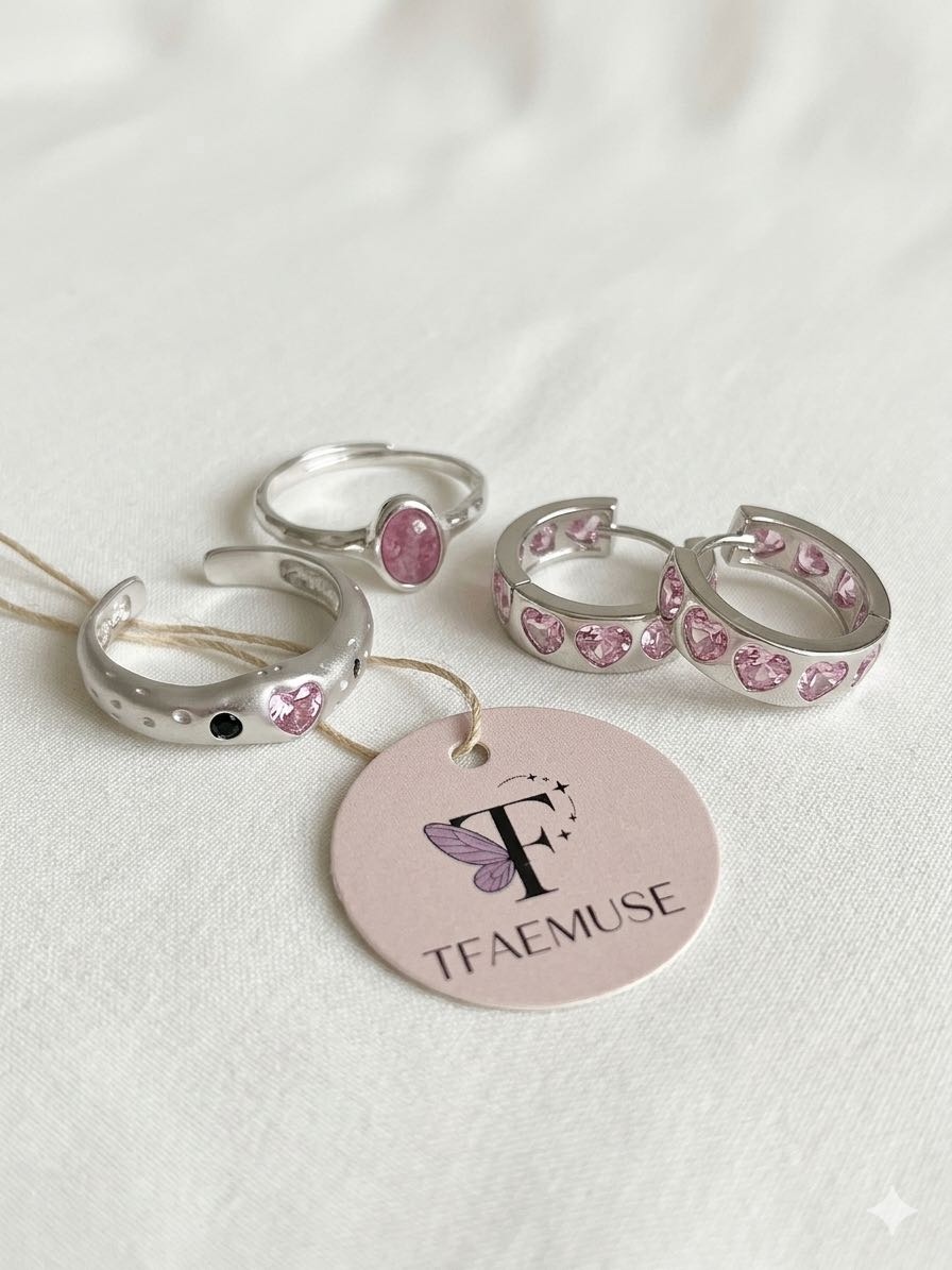 TFaeMuse TFM-SET-HEART-PINK вес 20 г серебро, сплав покрытый серебром 925, циркон