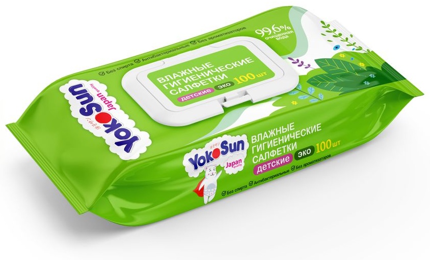 Детские влажные салфетки Yokosun Eco 100 шт