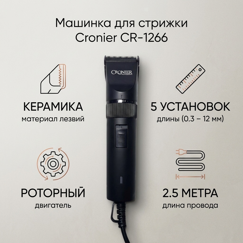 Cronier машинка для стрижки CR-1266 черный