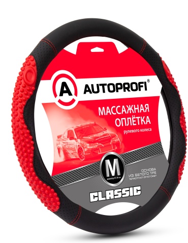 AUTOPROFI оплетка MS-501 BK/RD (M) 37-39 см M черный, красный