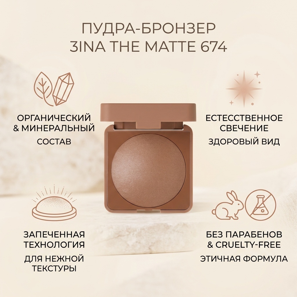 3INA The Matte пудра-бронзер 674