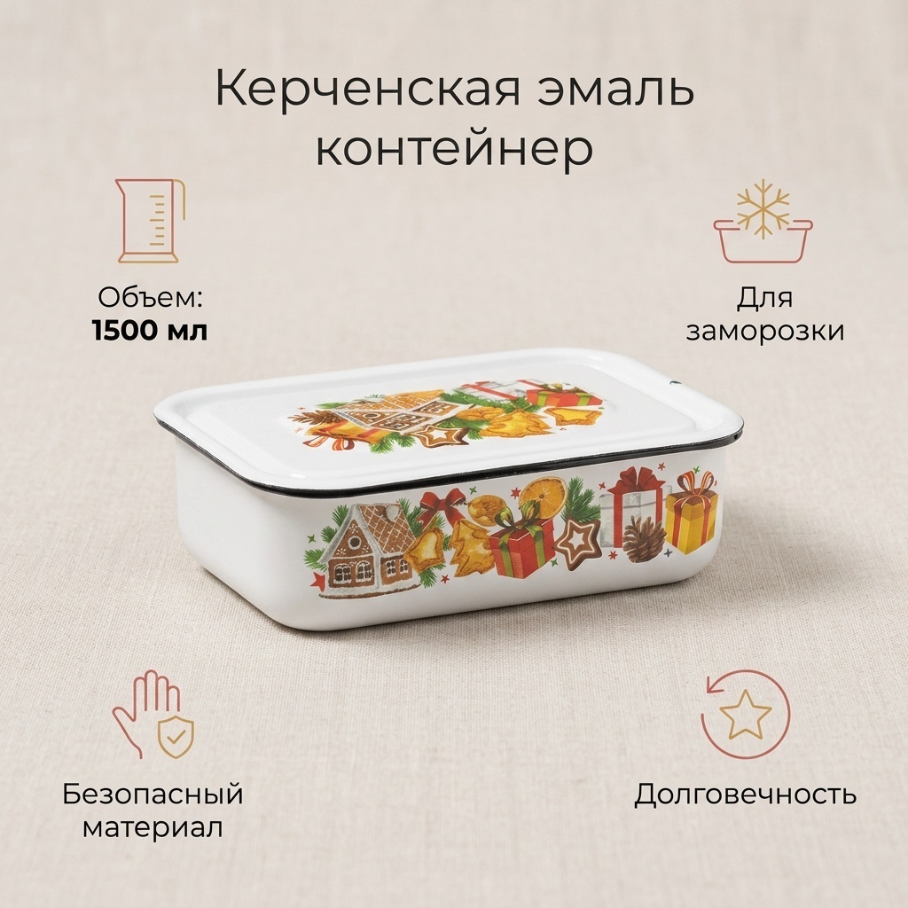 Керченская эмаль контейнер 4842634 1 шт, эмалированная сталь