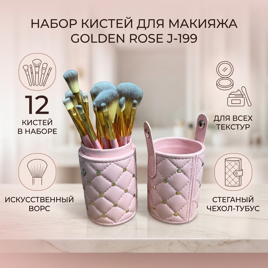 GOLDEN ROSE набор кистей для макияжа J-199 12 шт