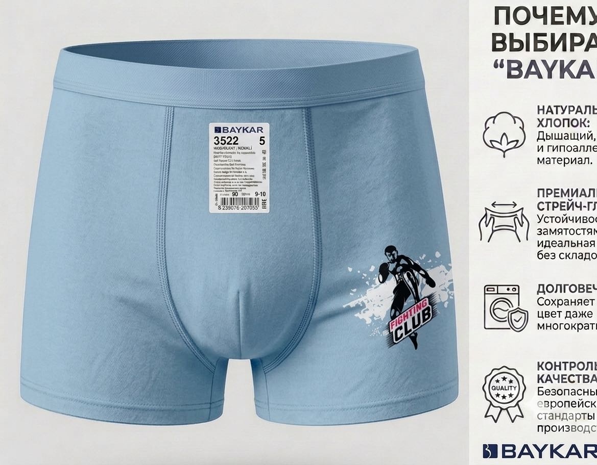 Боксеры Baykar черный, голубой