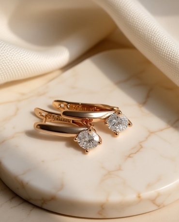 Серьги Fallon Jewelry медицинская сталь, медицинское золото, горный хрусталь