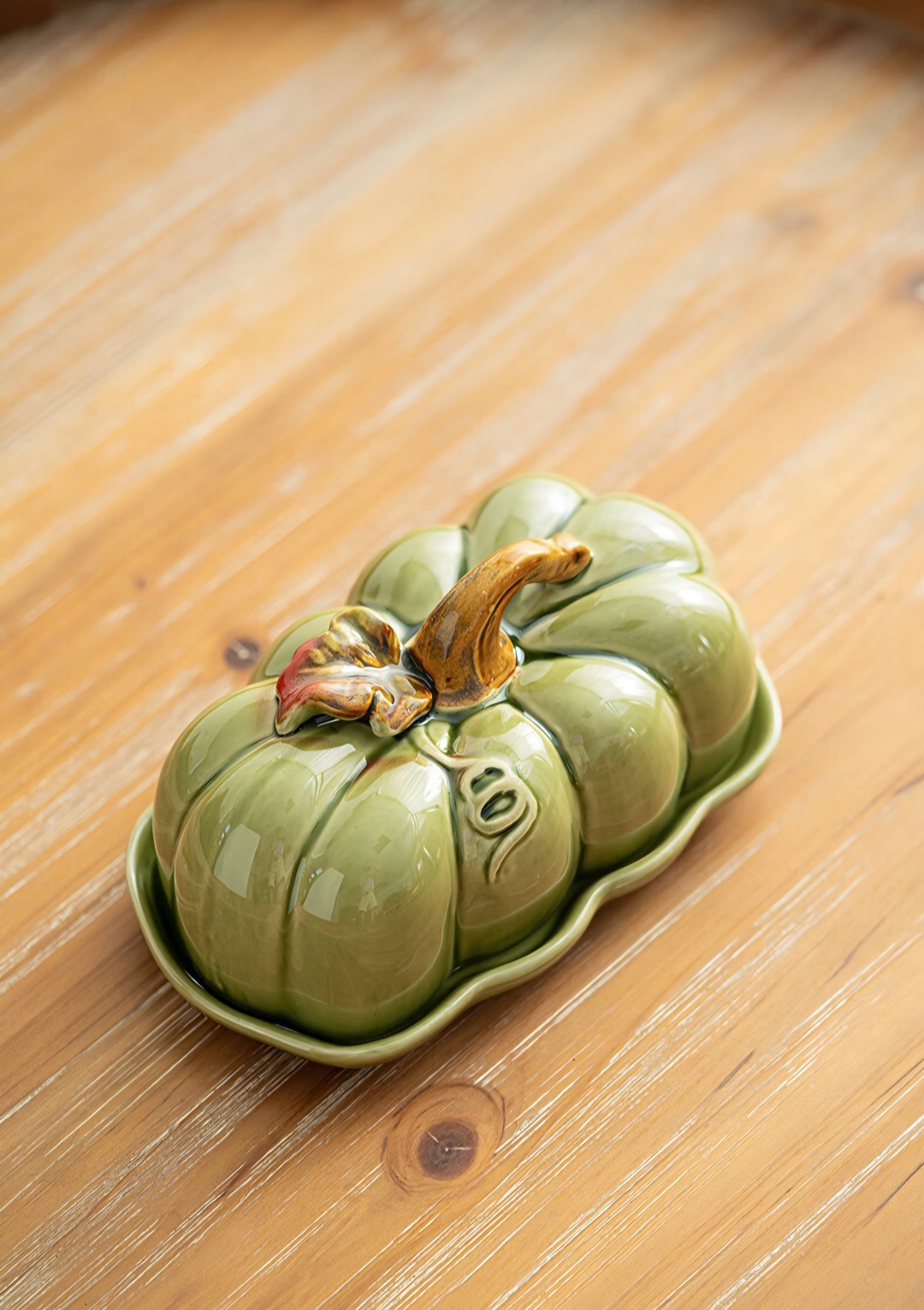 VAKS масленка Pumpkin Green фигурная 1 шт, фарфор