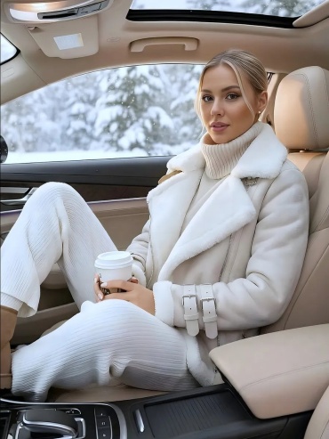 Дубленка Nadi Bordo белый