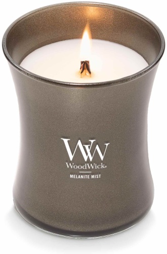 Ароматическая свеча WoodWick Melanite Mist 11 см, 1 шт черный, серебристый