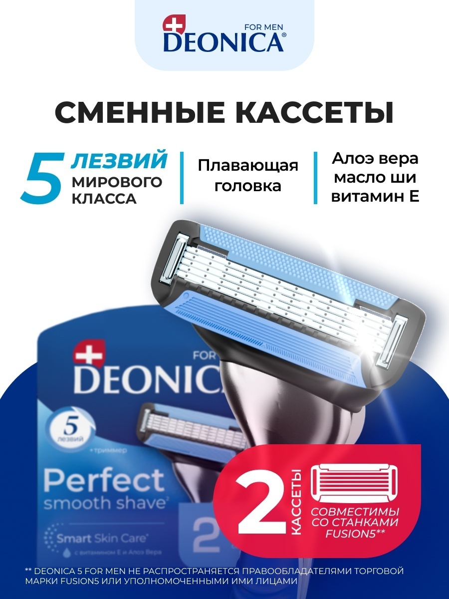 DEONICA FOR MEN сменные кассеты 5 лезвий 2 шт