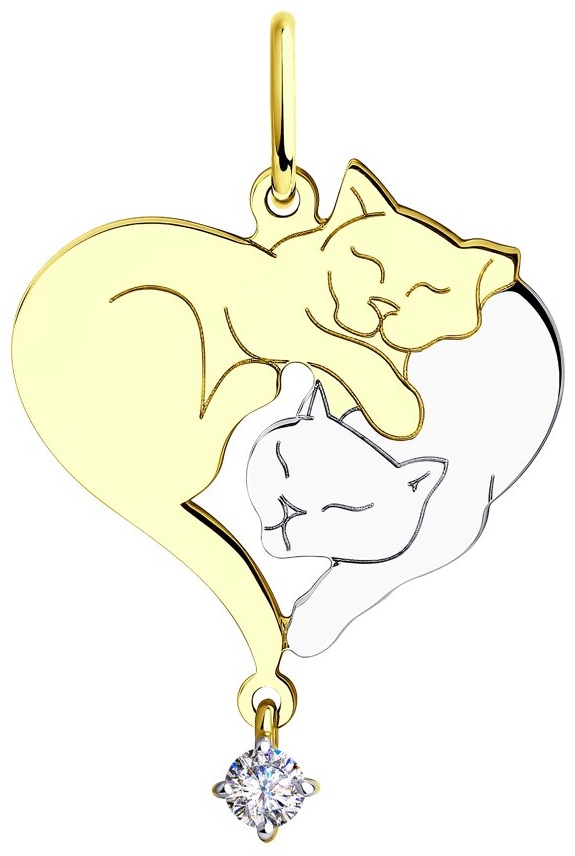 Подвеска Diamant кошка Желтое 4104247 вес 0.9975 г золото, фианит