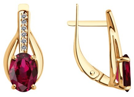 Серьги Diamant 31-320-00256-6 вес 2.2 г золото, корунд