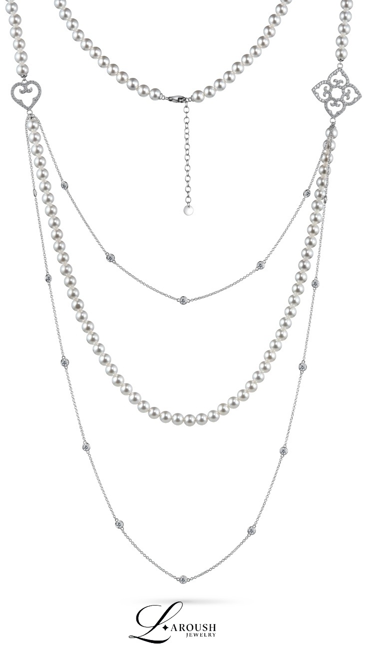 Подвеска Laroush Jewelry NK020997SSPR0001 вес 12 г серебро, жемчуг, циркон