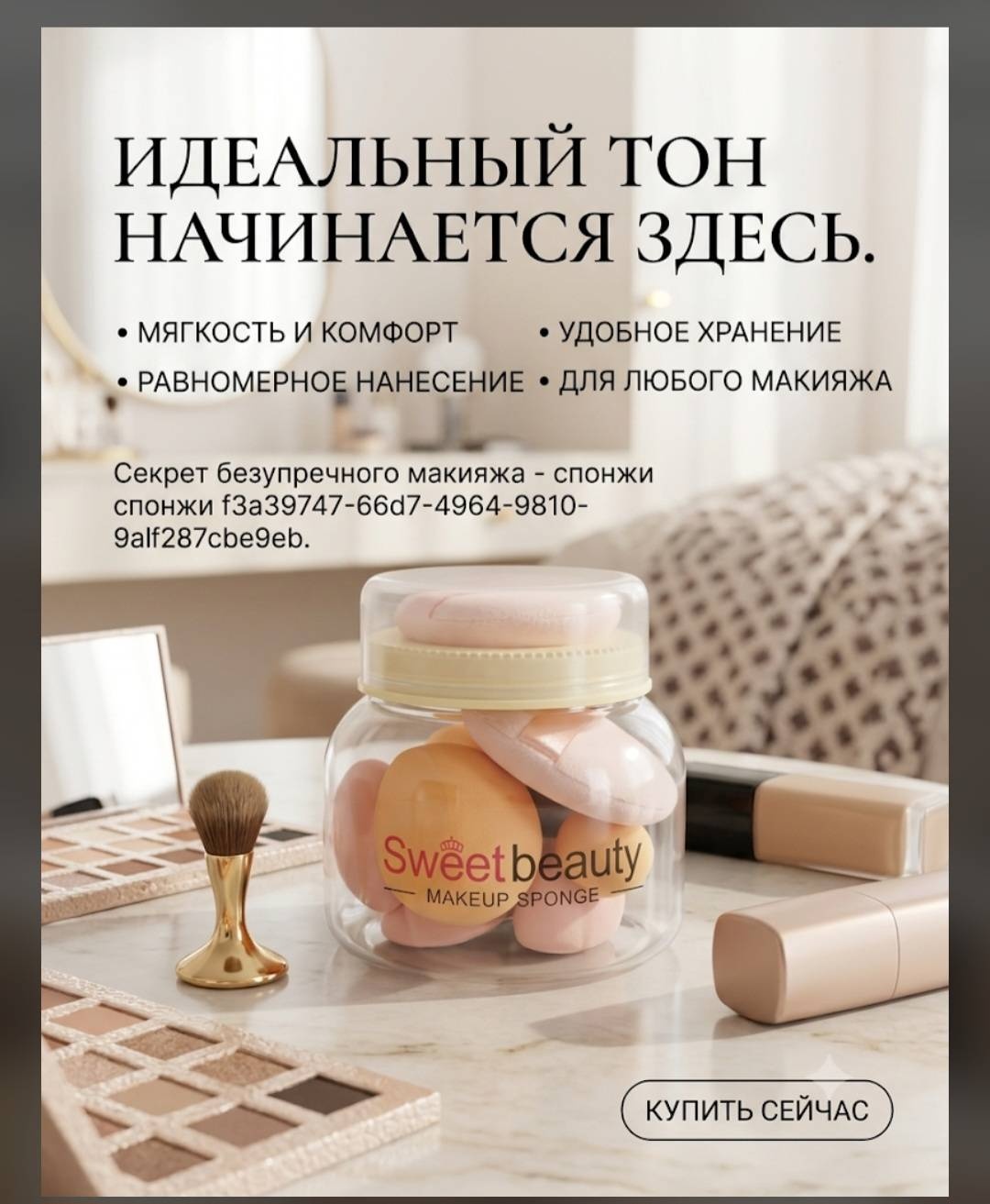 Спонж скошенный, спонж капля, спонж пуф натуральный ворс 7 шт