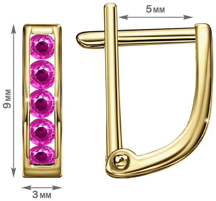 Серьги Lucente EAR-LU-585-975010 вес 1.09 г золото, корунд