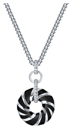 Колье Diamant 94-170-00039-1_45\50 длина 45 см вес 12 г серебро, эмаль, фианит