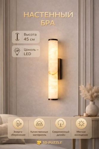 Бра настенный 3D PUZZLE LED, черный