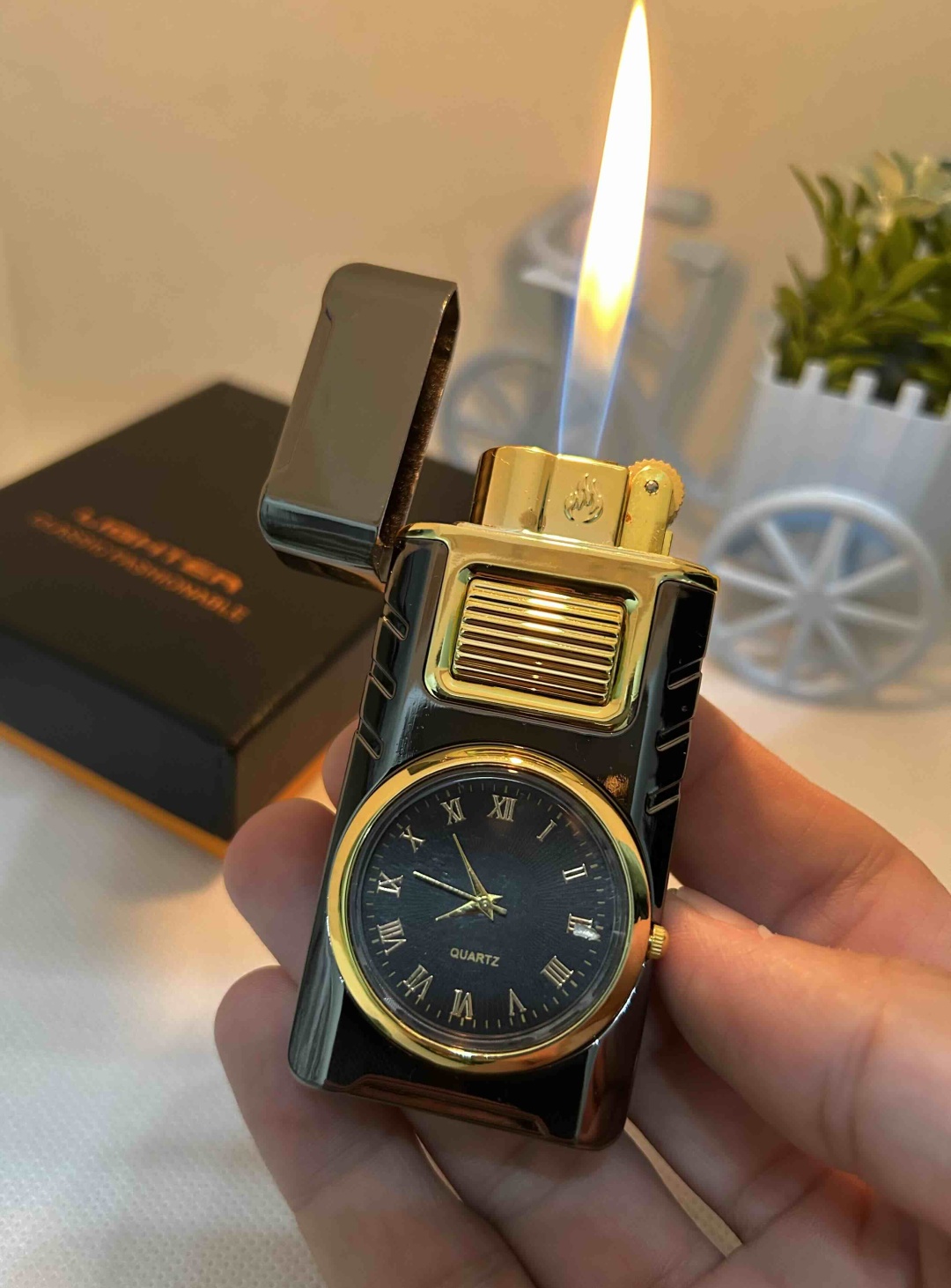 Газовая зажигалка 18286543_091089_watch lighter, металлический сплав, пластик