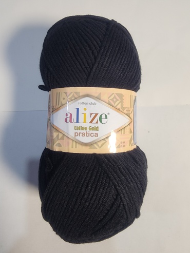 Моток Alize Cotton Gold pratica 60 Чёрный 220 м 100 г