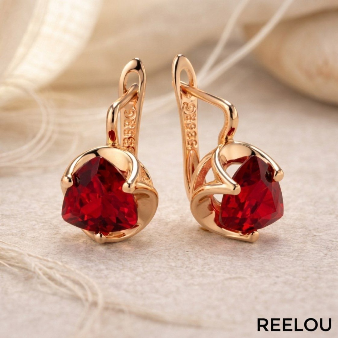 Серьги REELOU 818078158 вес 2.2 г сплав покрытый золотом 24К, фианит