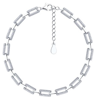 Zlato 478СР94051210-91С1 длина 20 см, вес 8.2 г серебро, плетение отсутствует