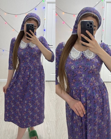 Бамбуковый халат сиреневый