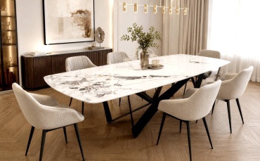 Обеденный стол ROF R523, 300х120x76 см, искусственный мрамор, белый
