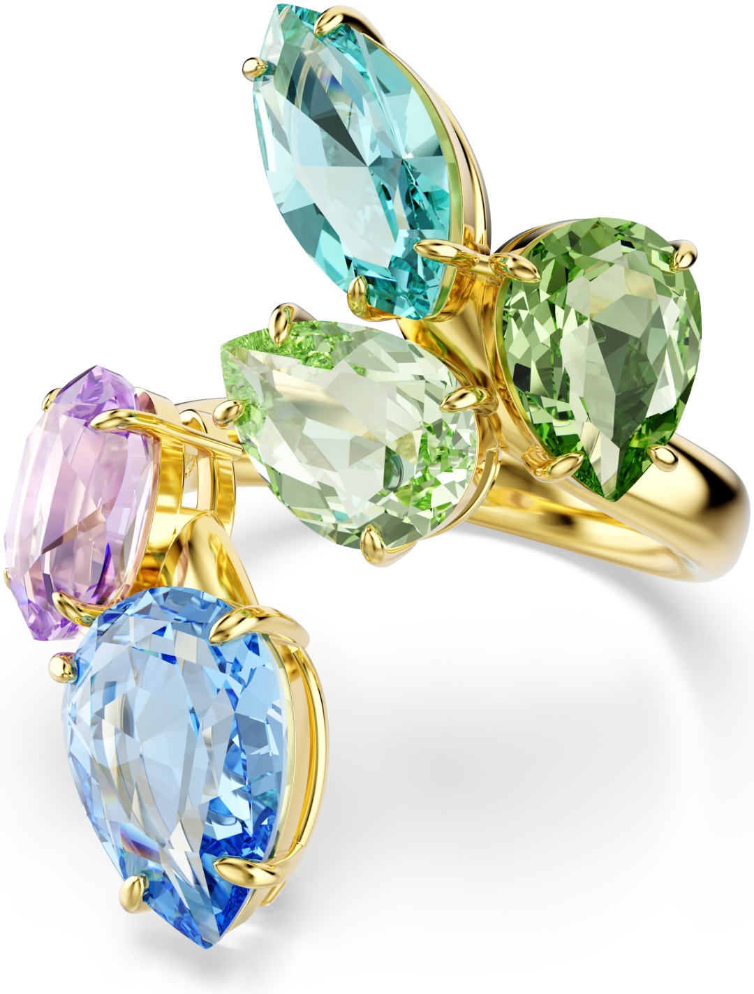 Кольцо Swarovski 5746906 размер 15 бижутерный сплав, кристаллы Swarovski, золотистый