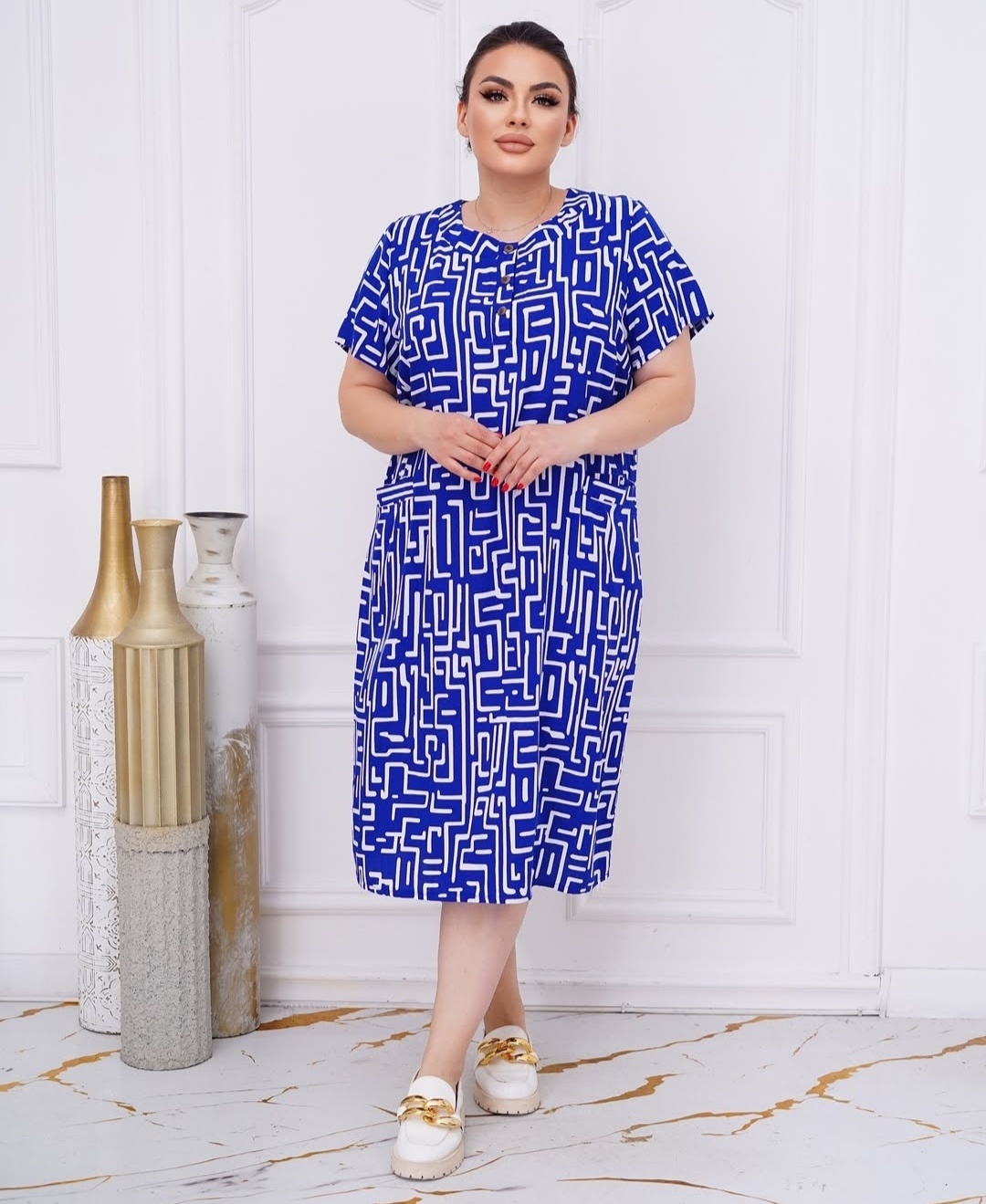 Повседневное платье A.Ailin синий, белый