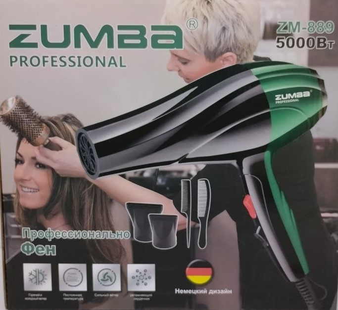ZUMBA ZUMBA ZM-889 фен 5000 Вт фен черный