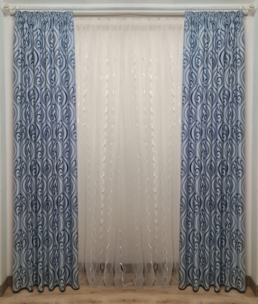 Портьеры Renaissance 250x270 см 2 шт, блэкаут, синий, серый