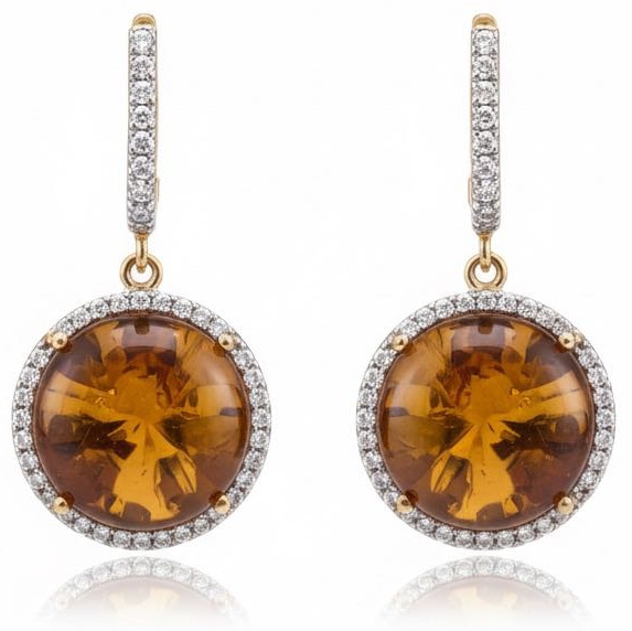 Серьги ALMAZ 18522 вес 7.3 г золото, фианит