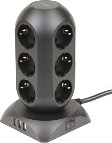 Сетевой фильтр Tessan TPS02-DE BLACK, 2 м