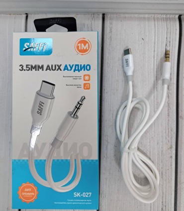 Кабель SAFFI 3.5 мм jack (M), USB TypeC (M), 1 м, SK-027 белый