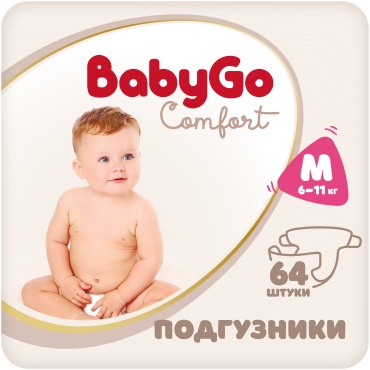 Подгузники BabyGo M, 64 шт