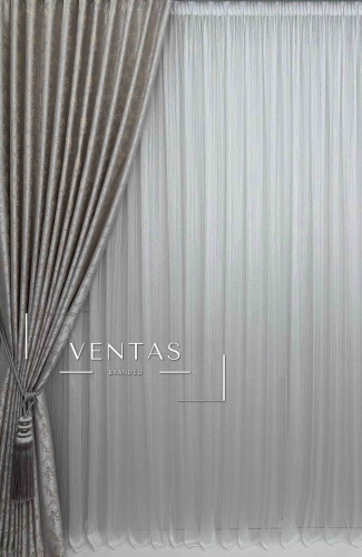 Портьеры VENTAS 400x270 см 2 шт, жаккард, серебристый