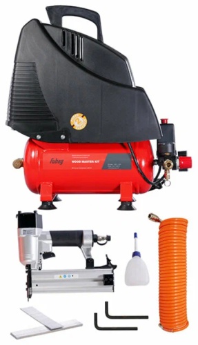 Компрессор безмасляный Fubag Компрессор FUBAG WOOD MASTER KIT + 4 (OL 195/6 + 4 предмета) / арт. 646035, 8 бар