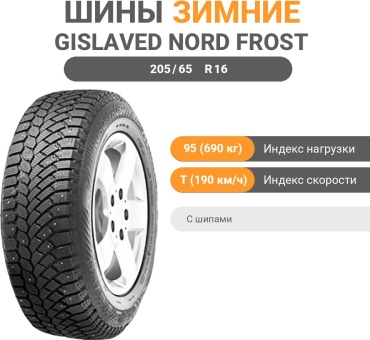 Gislaved Nord Frost 200 205/65 R16 95T с шипами