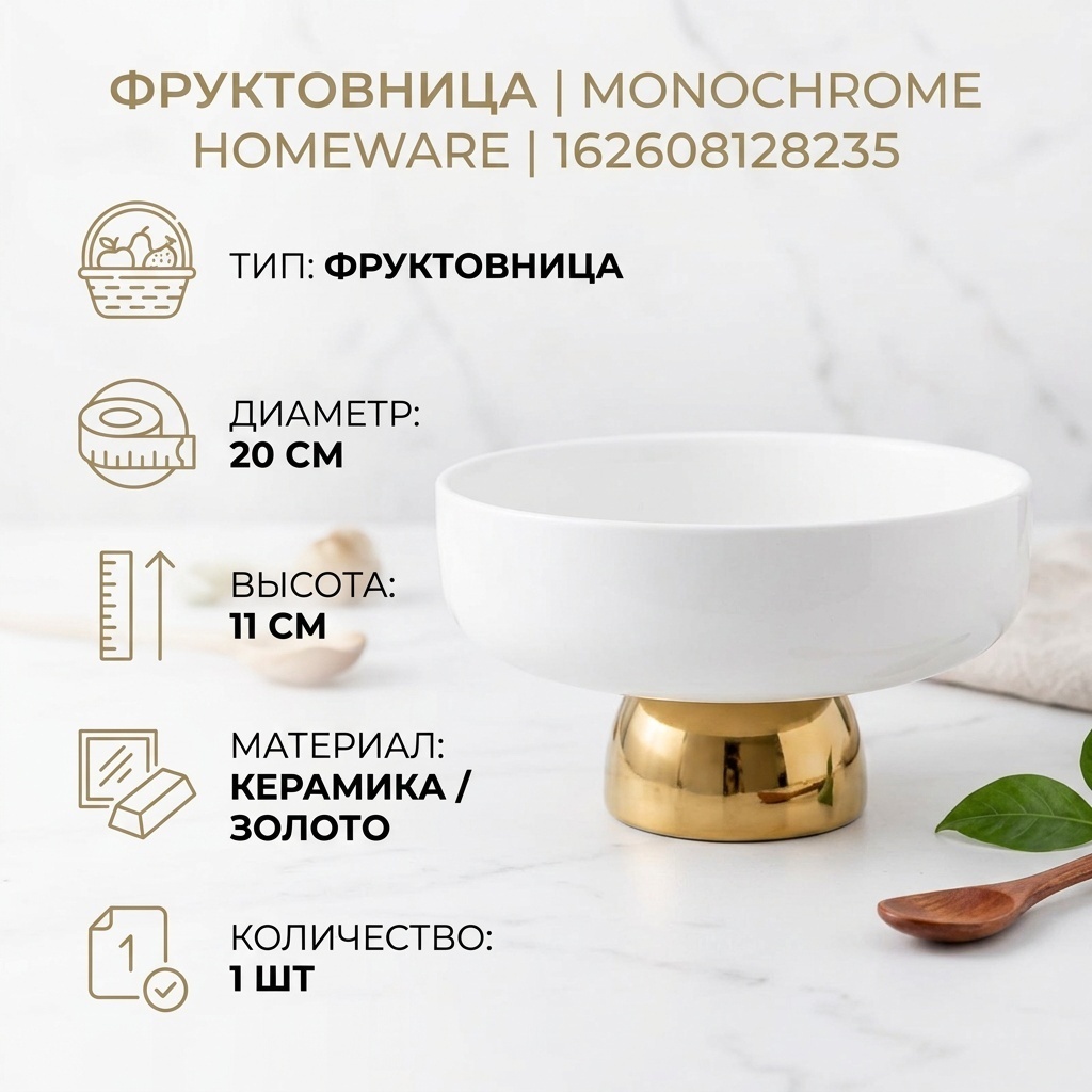 Фруктовница Monochrome homeware 2 шт, керамика, 20х20 см